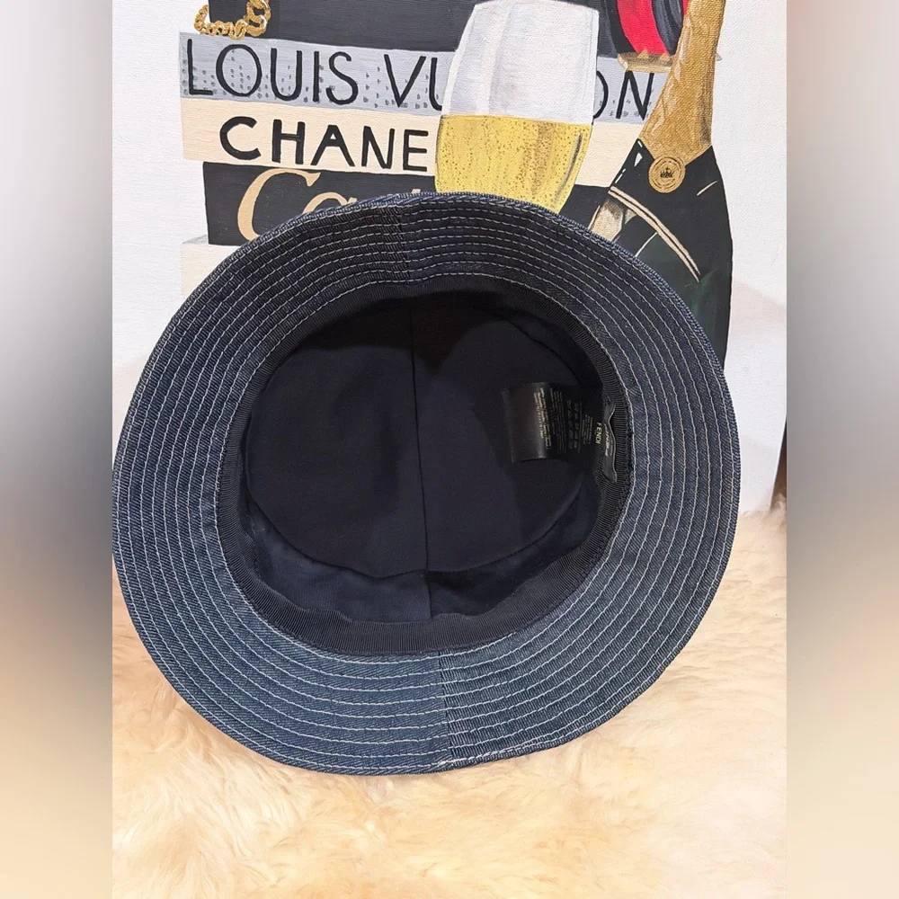 🔥 FENDI BLUE DENIM BUCKET HAT SIZE 60cm / Large Like New
